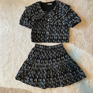 Limited Kuose 2 piece set Small - Flower Pattern Blouse + Skirt